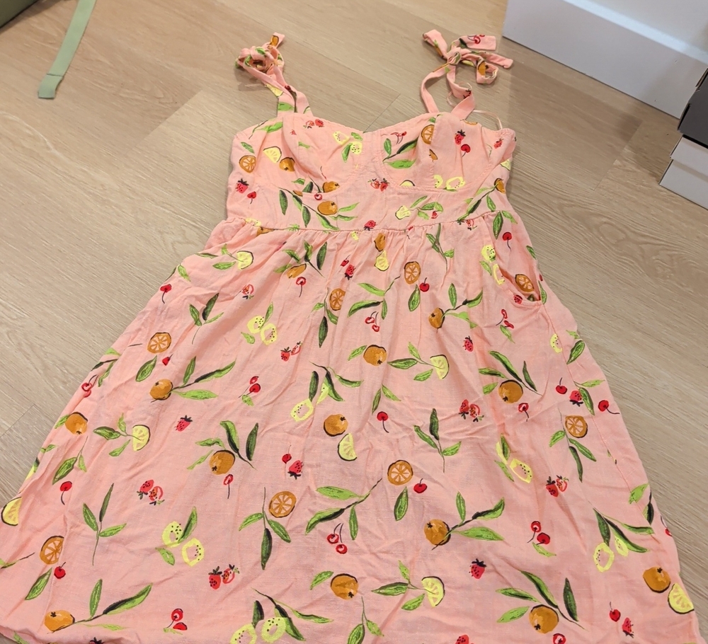 LC Lauren Conrad Peach Mini Dress with Citrus Print
